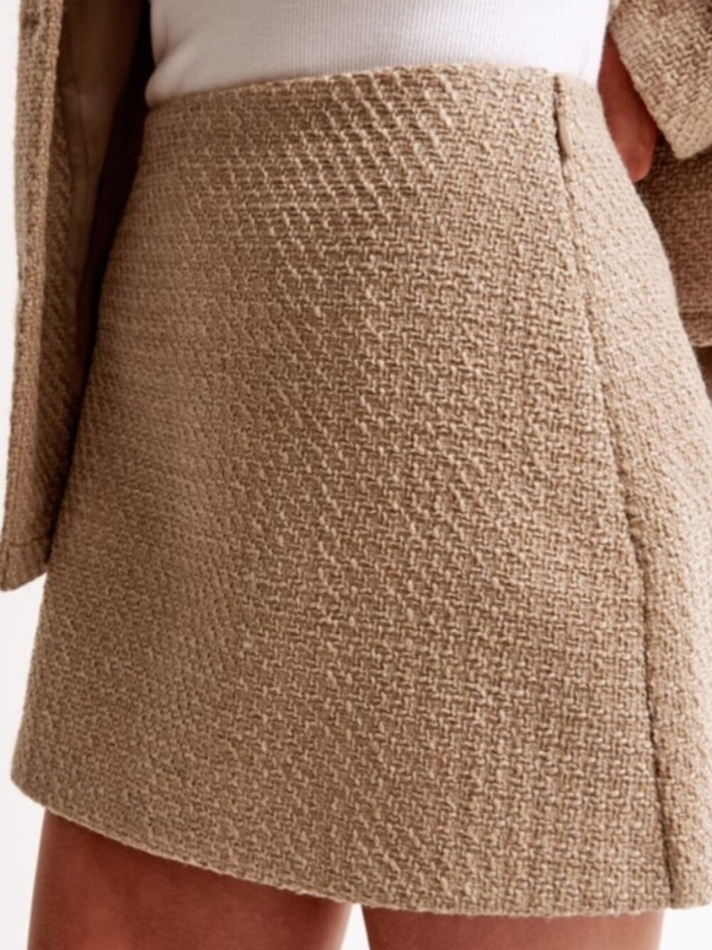 A&F Scarlett Tweed Mini Skort, Beige XS